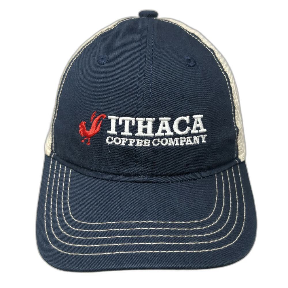 District Ithaca Coffee Company Rooster Blue One Size Trucker Hat Mesh Snapback